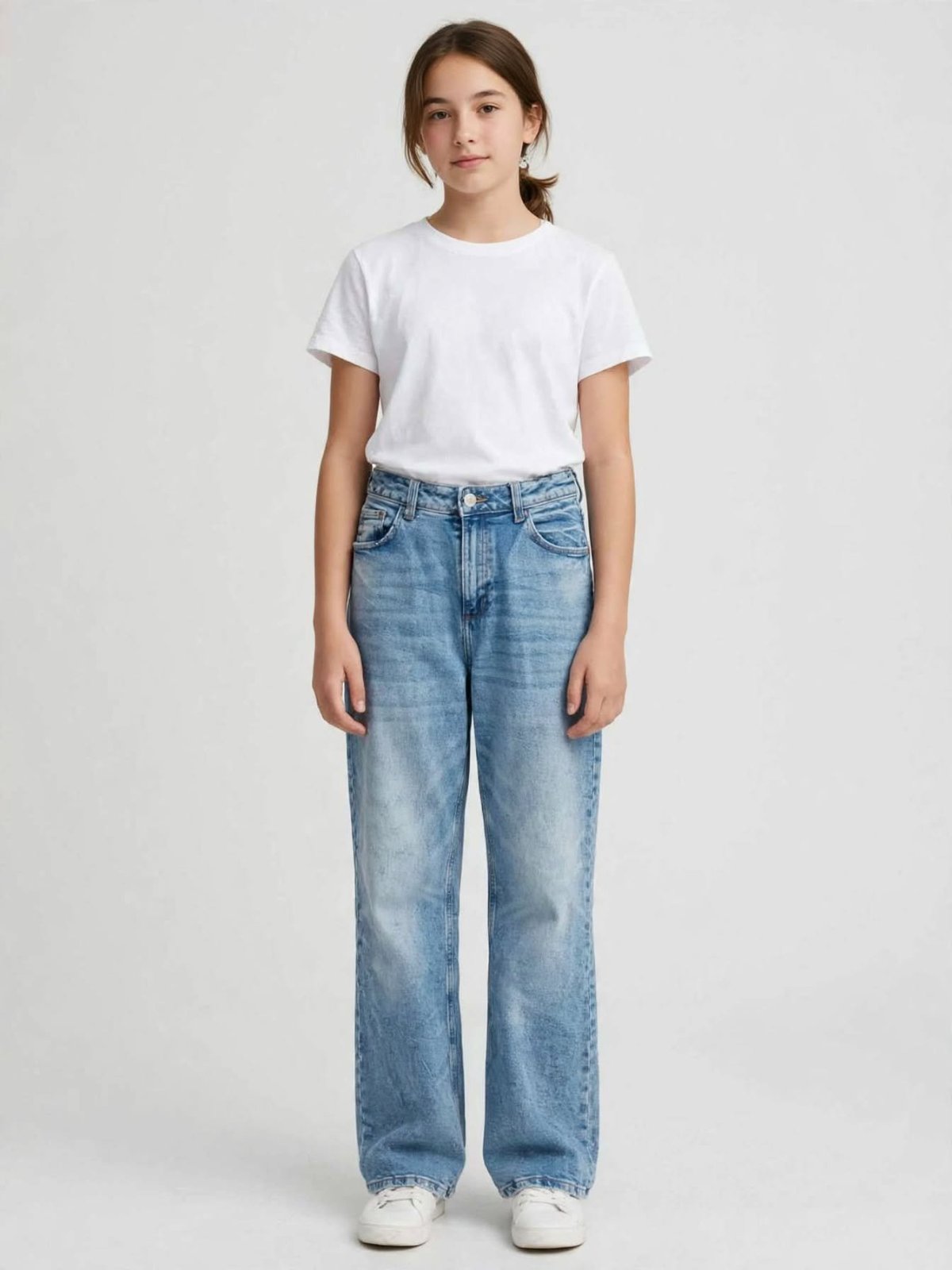 Pantalon H&M BAGGY ADJUSTABLE WAIST - LOW WAIST en Light Denim Blue taille 13-14 ans en très bon état 💥