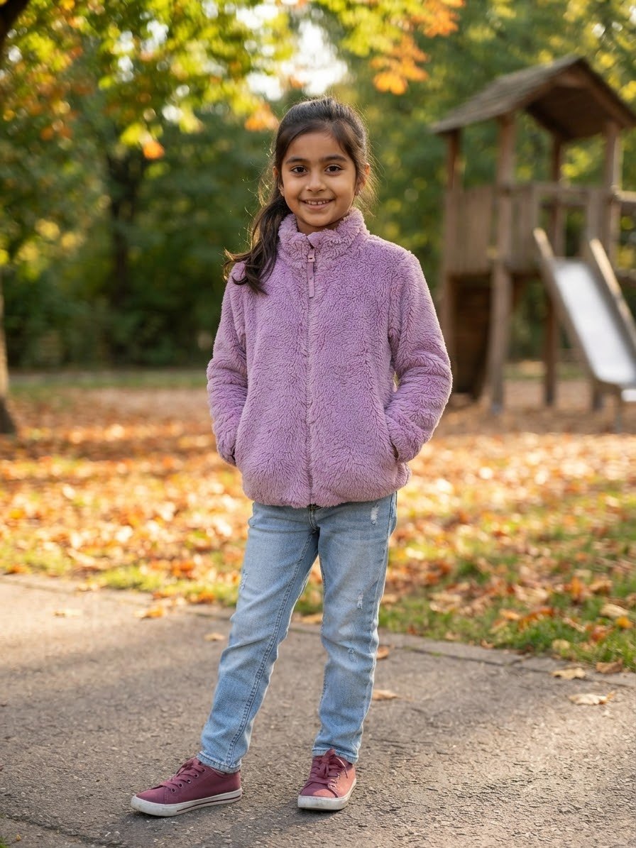 Veste polaire / teddy zippée Name It - Fille (7 ans / 122 cm) en très bon état mauve lilas