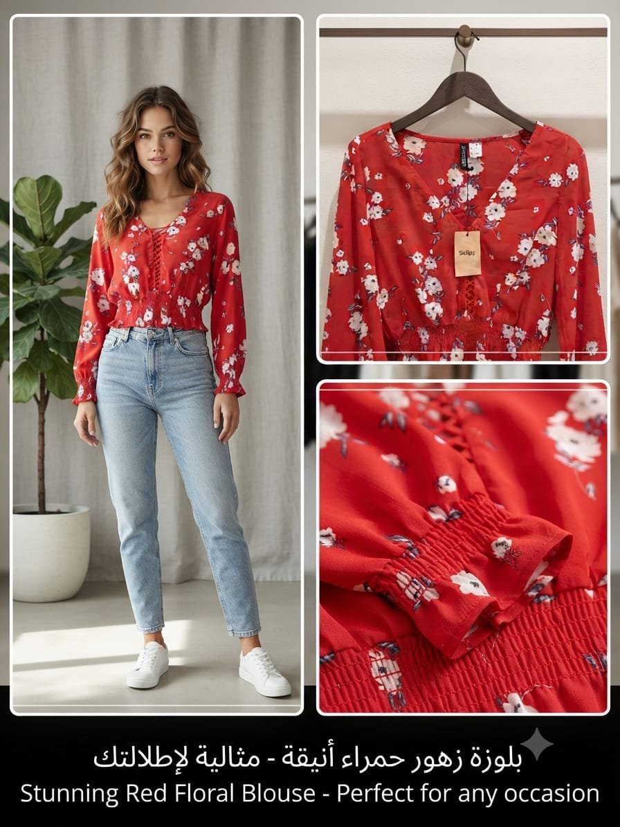 Chemise Rouge fleurie taille S ♥️ Neuf avec étiquettes H&M