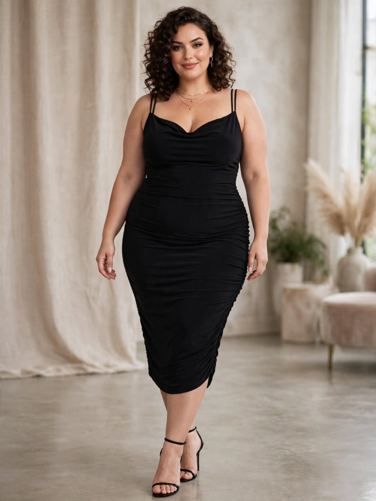 En promo 💥 💥 Robe noire très chic sexy Neuf sans étiquette ♥️ taille 14 correspond à Xl 💥 FEMME LUXE habiller 42 44
