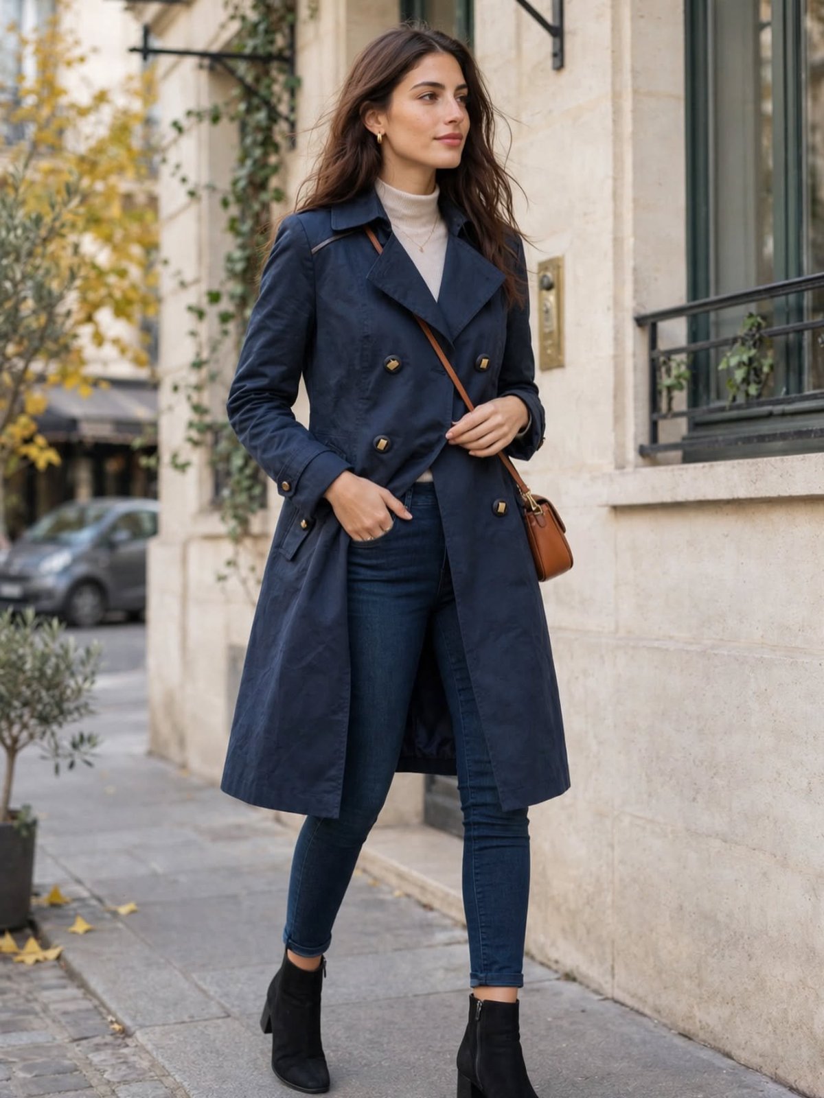 Superbe trench coat femme marque Twig (Damas - Modèle original) Taille : 38 - Coupe cintrée très élégante Couleur : Bleu Marine État : Excellent, comme neuf 