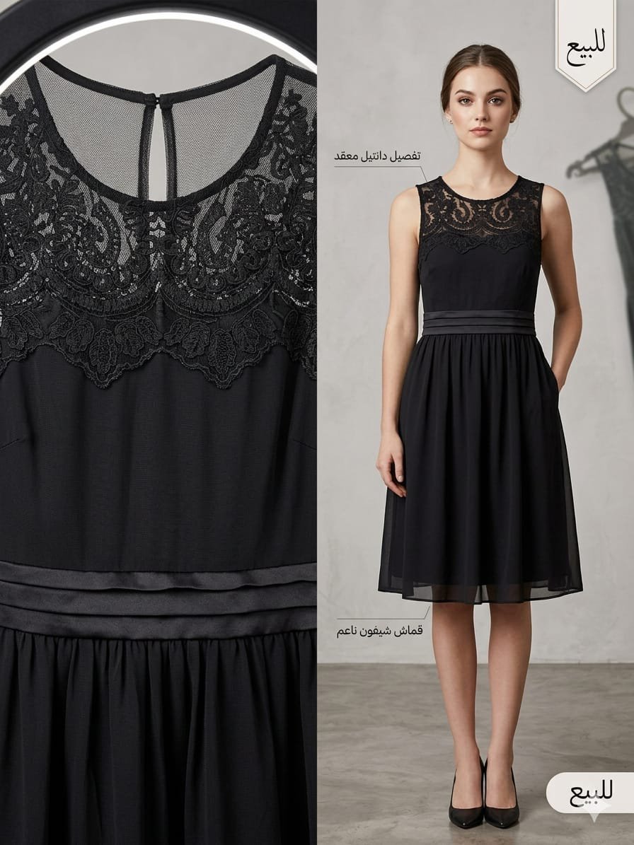 Robe chic noire dentelle 