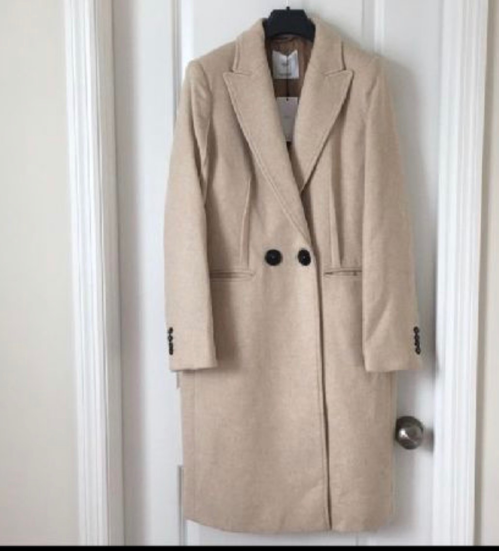 Manteau Mango double breatsed coat light beige