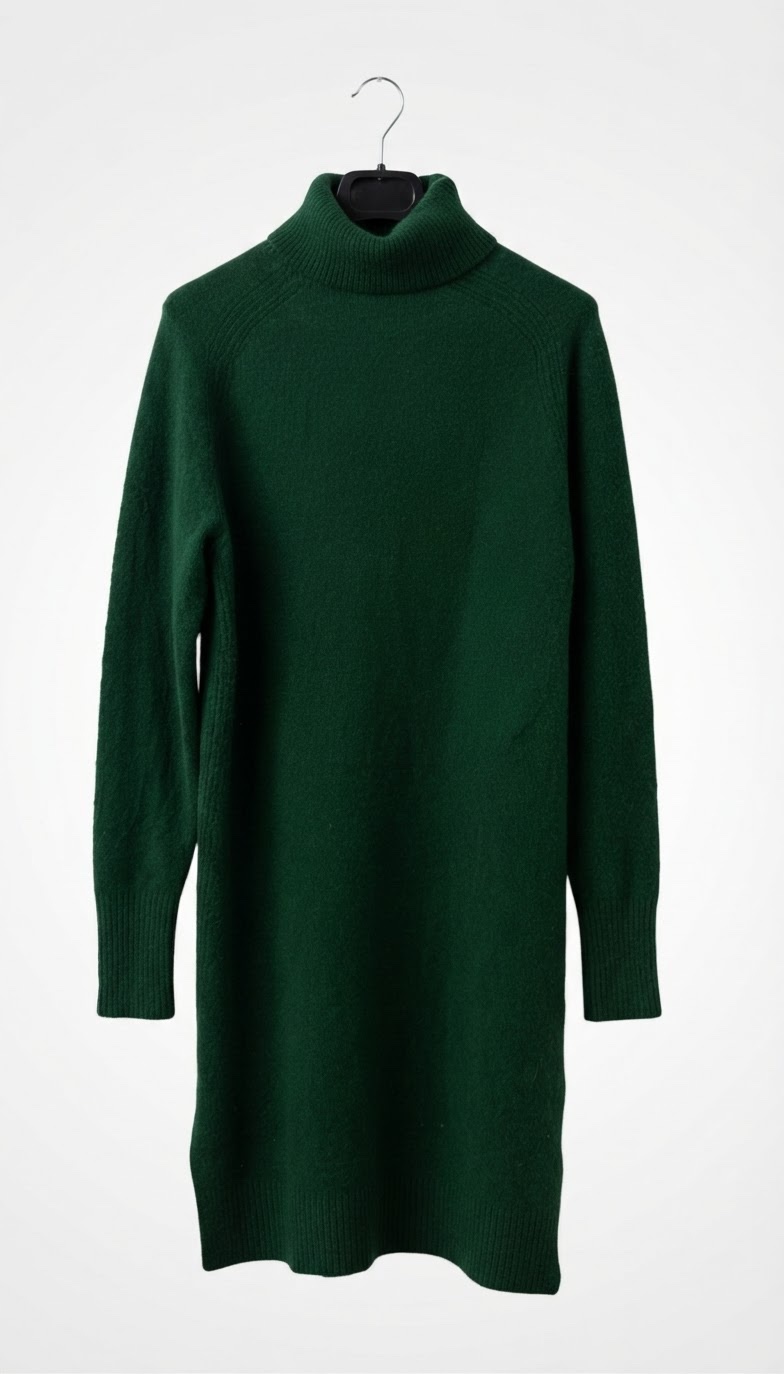 Robe pull longue vert sapin 