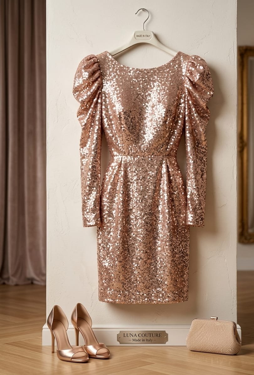 Robe en sequins doré