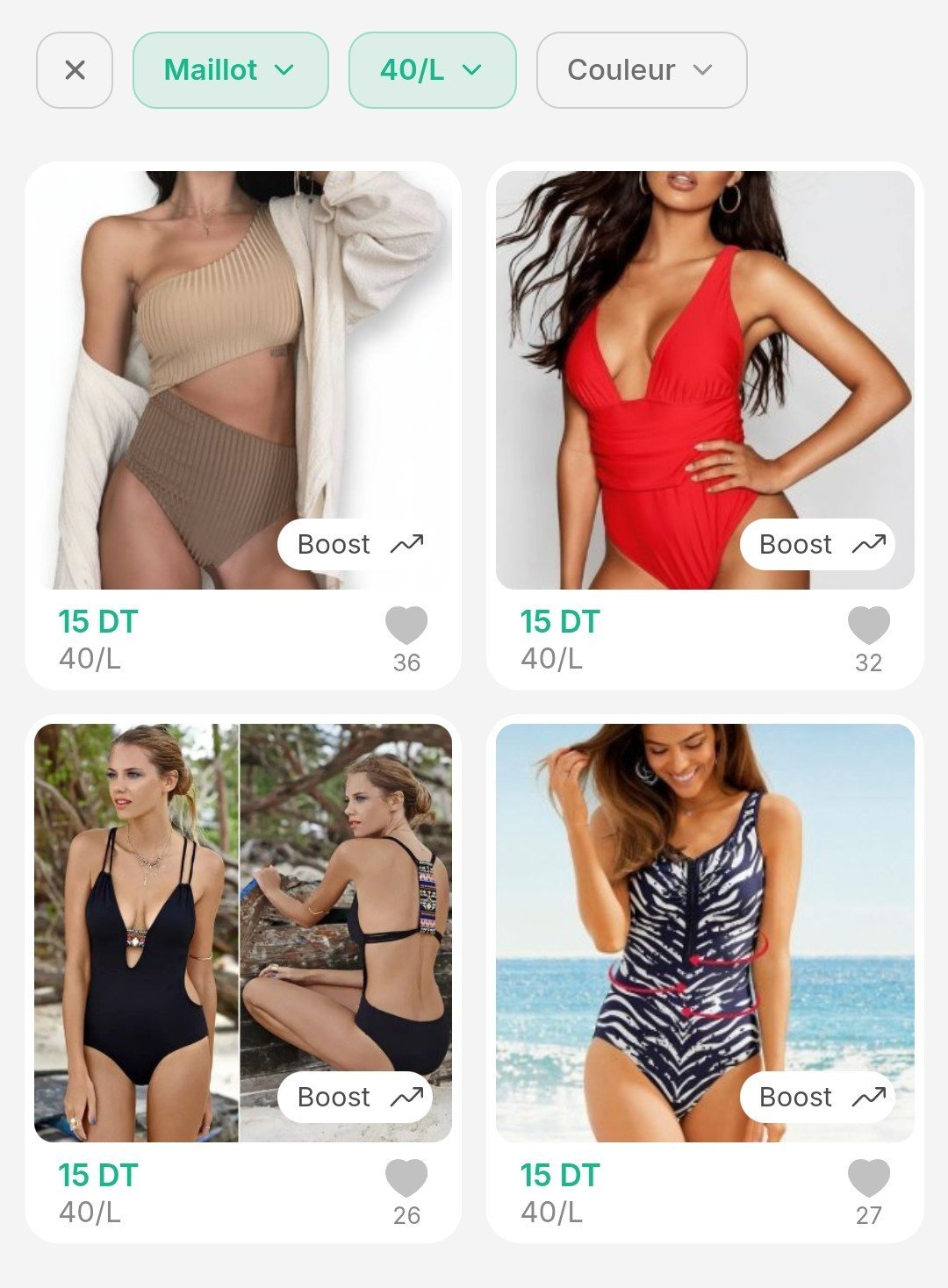 Lot Maillots Femme 40/L - 1 Bikini + 3 Une pièce