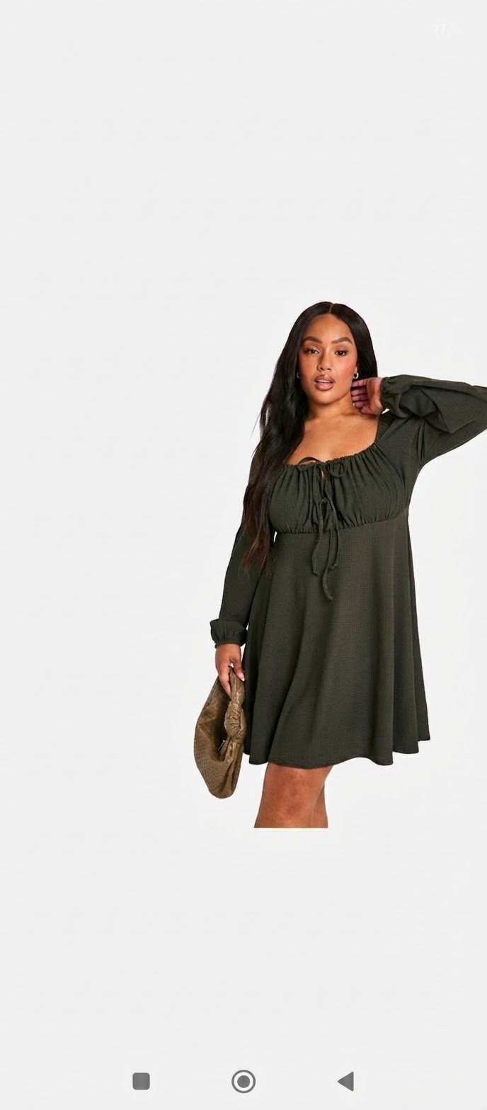 Robe froncée vert olive New Look T.46