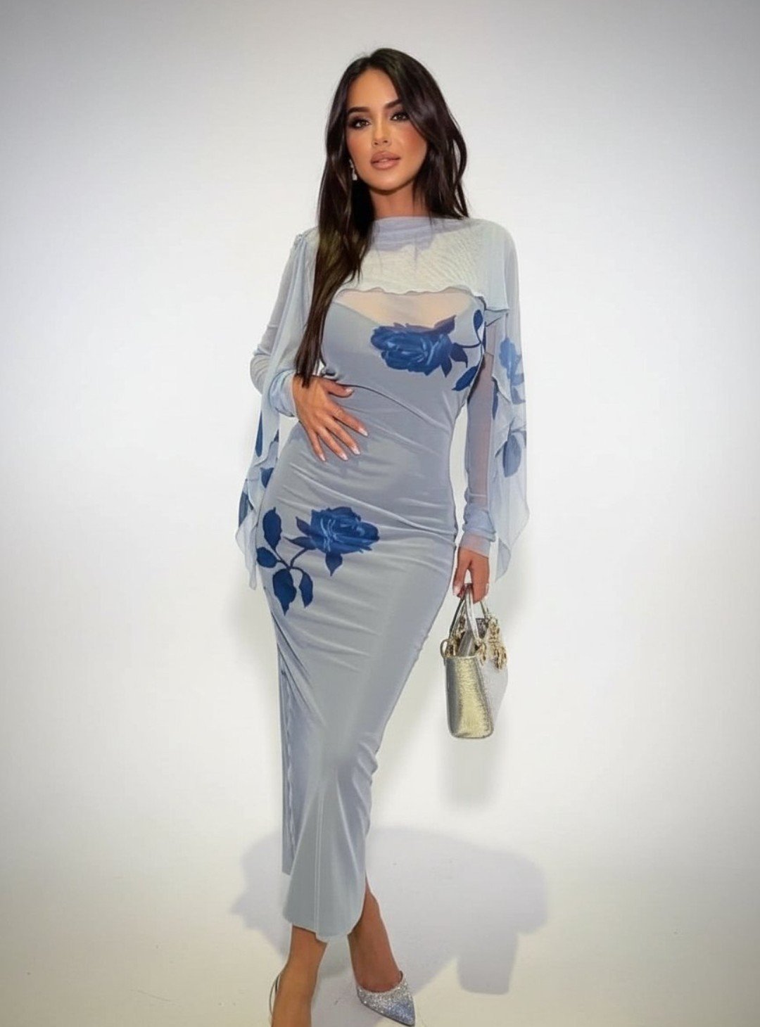 Sublime Robe en Tulle Transparent Zara – Imprimé Fleurs Bleues 💠 