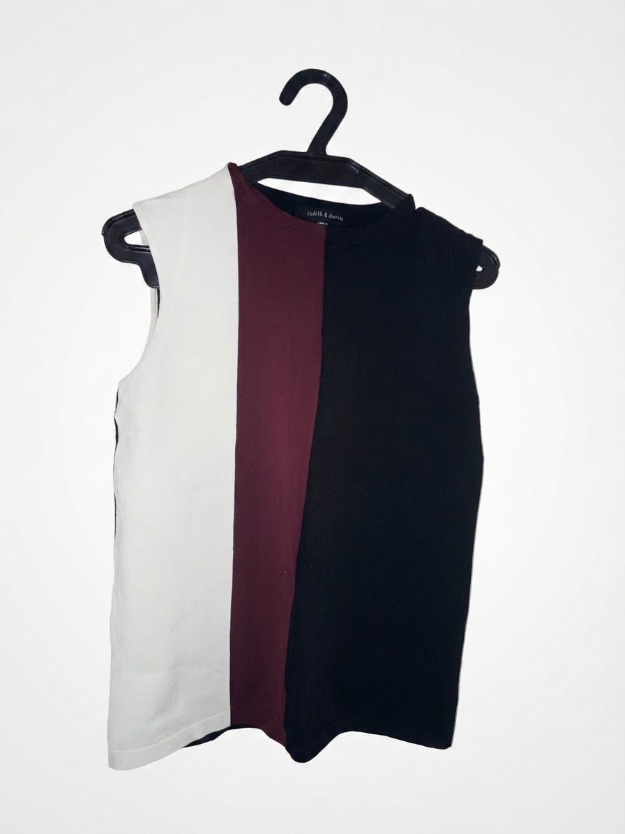 Top sans manches Judith & Charles – Tricolor (Blanc, Bordeau, Noir)