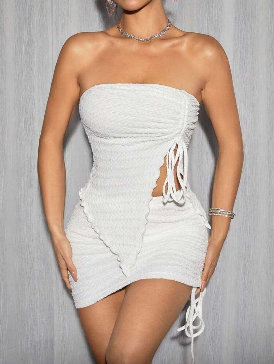 Top bustier asymétrique blanc SHEIN – Taille S (36)