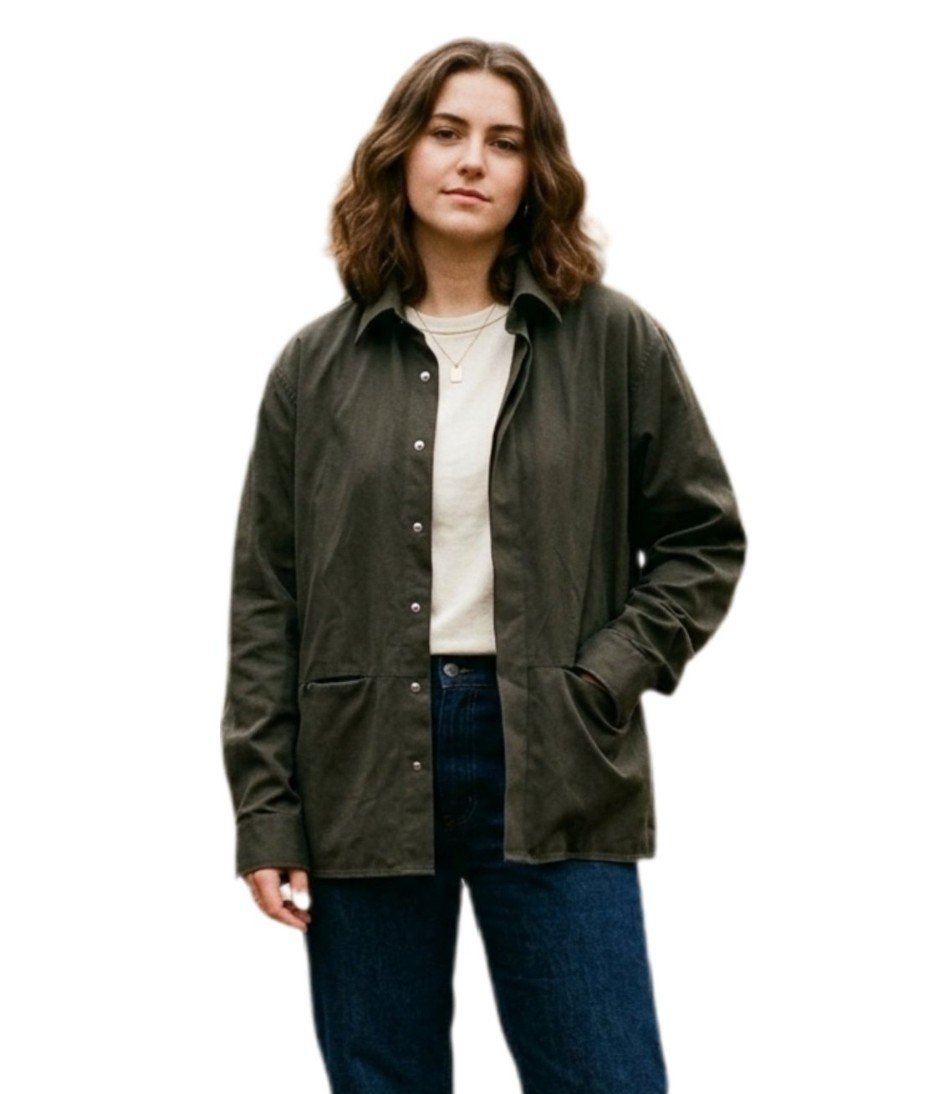 Chemise Veste Kaki Olive - Coupe Droite Oversize 