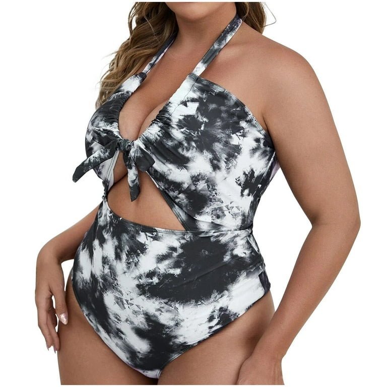 Maillot de bain une pièce ajouré noir et blanc – Style graphique quasi neuf 