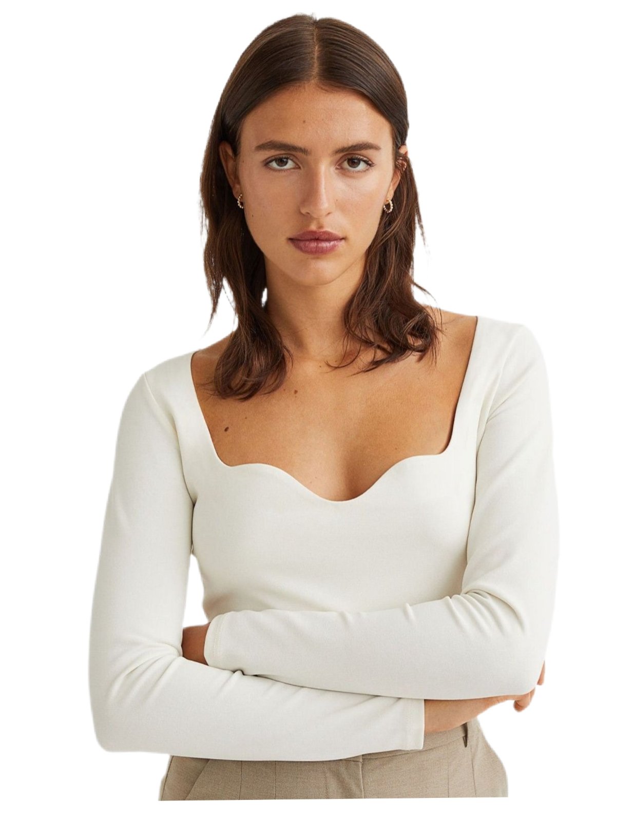 Pull H&M blanc cassé à encolure travaillée 🍮