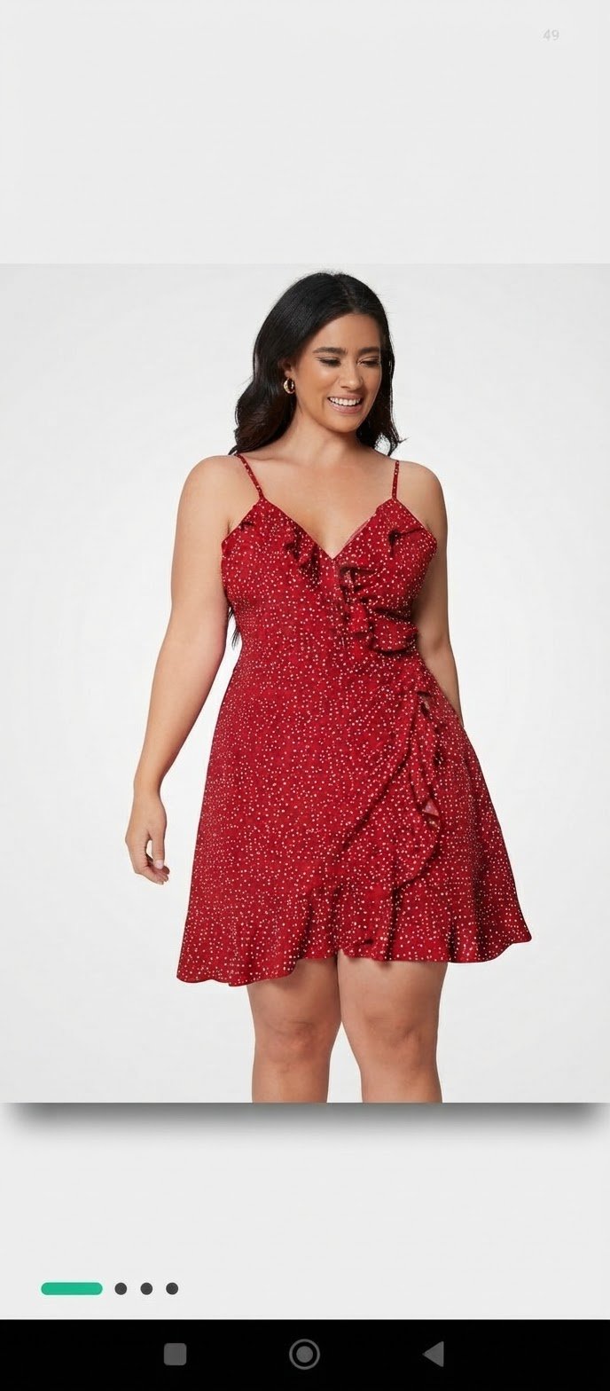 Robe d'été rouge à pois – Style portefeuille à volants