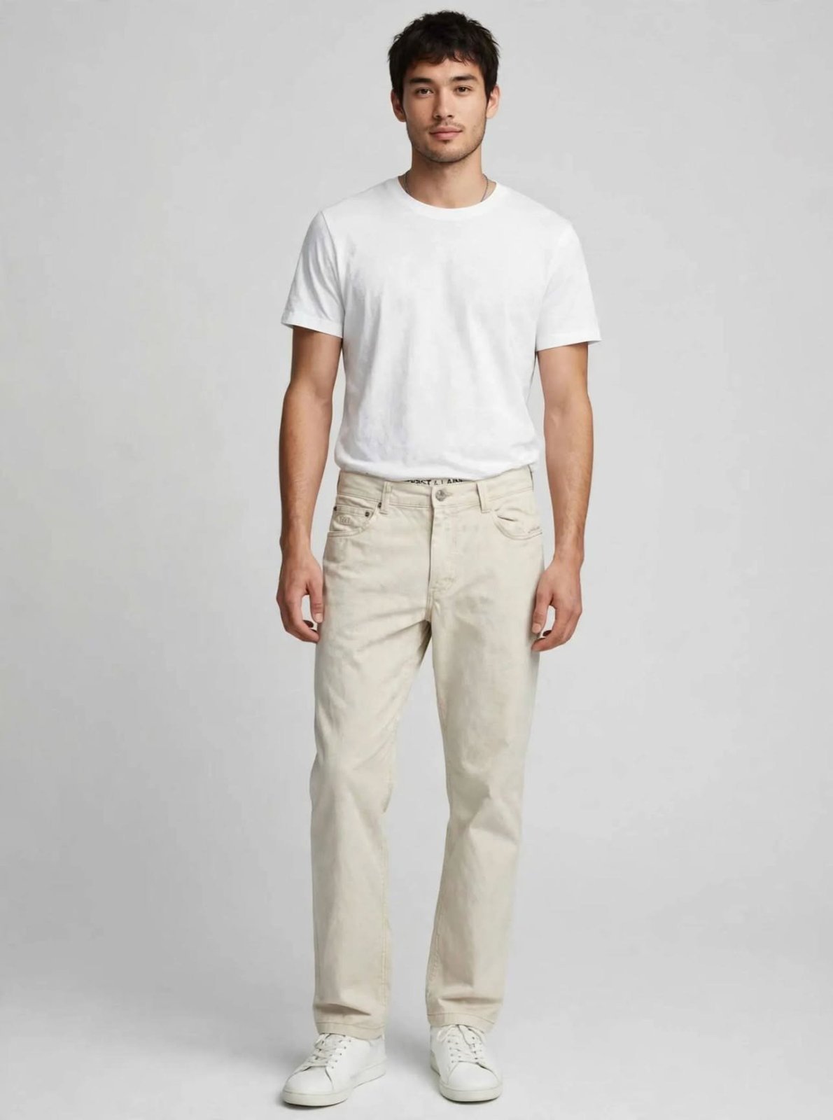 Pantalon Homme Beige Ecru - HENRY LAINE - Coupe Chino Regular
