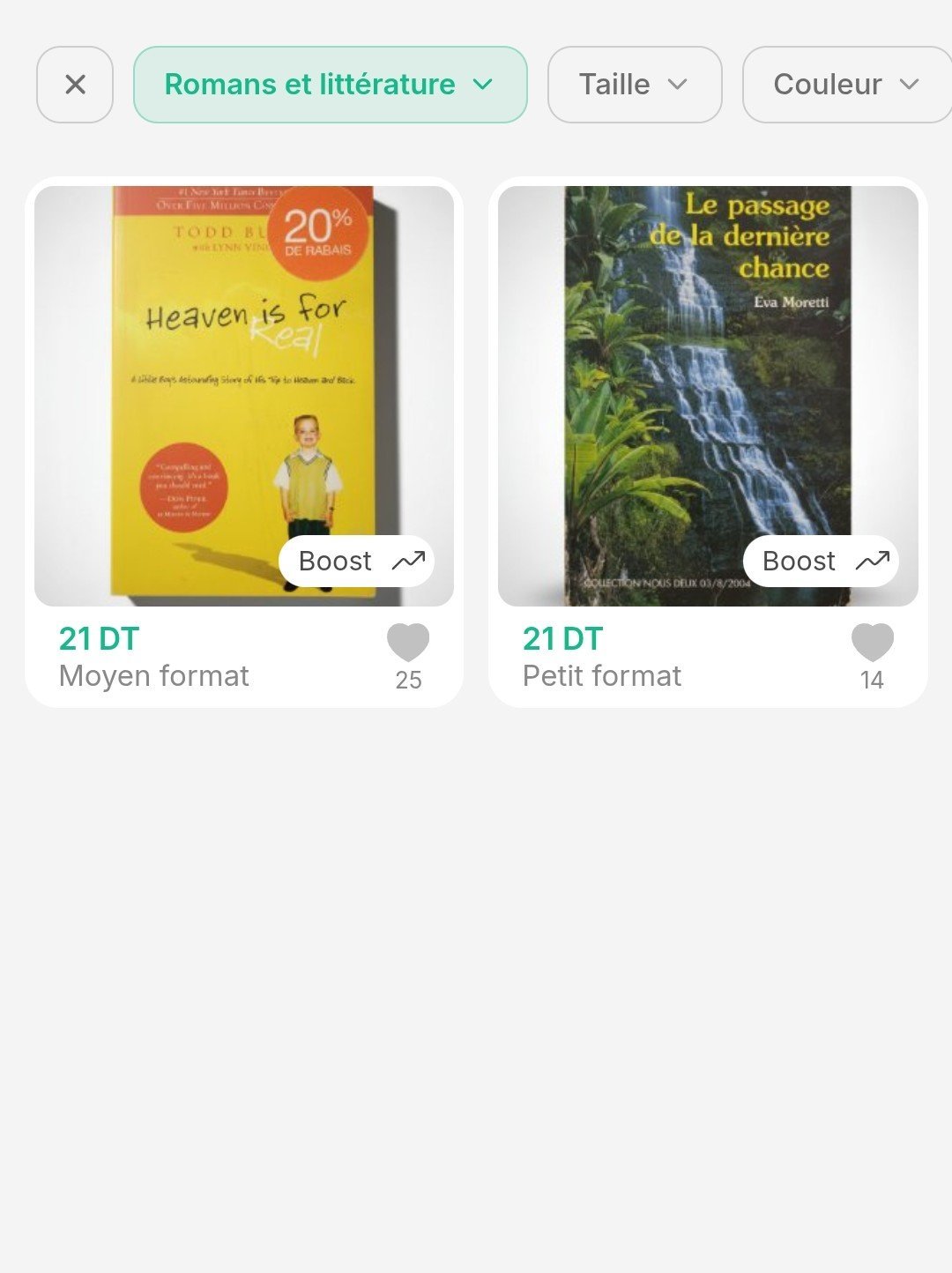 Lot de 2 romans / Livres de lecture (Heaven is for Real + Le passage de la dernière chance)