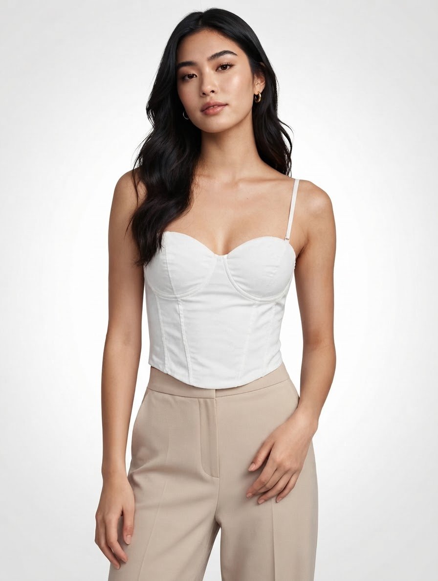 Top Bustier Blanc Corset H&M Divided - Crop Top à Bretelles - Tendance