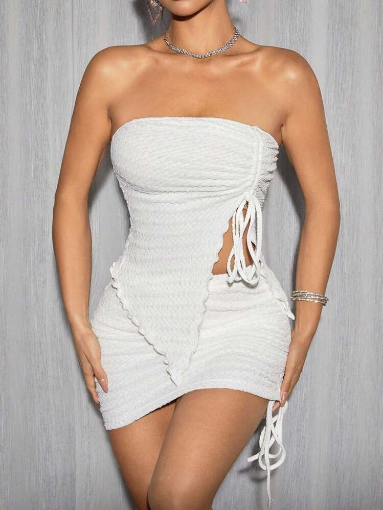 Top bustier asymétrique blanc SHEIN – Taille S (36)