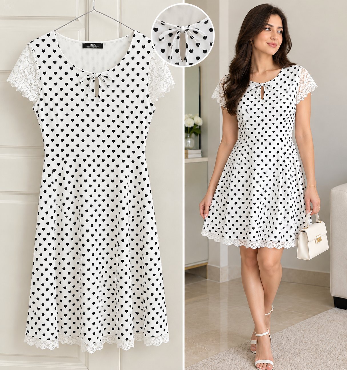 👗 Robe blanche Motif coeur