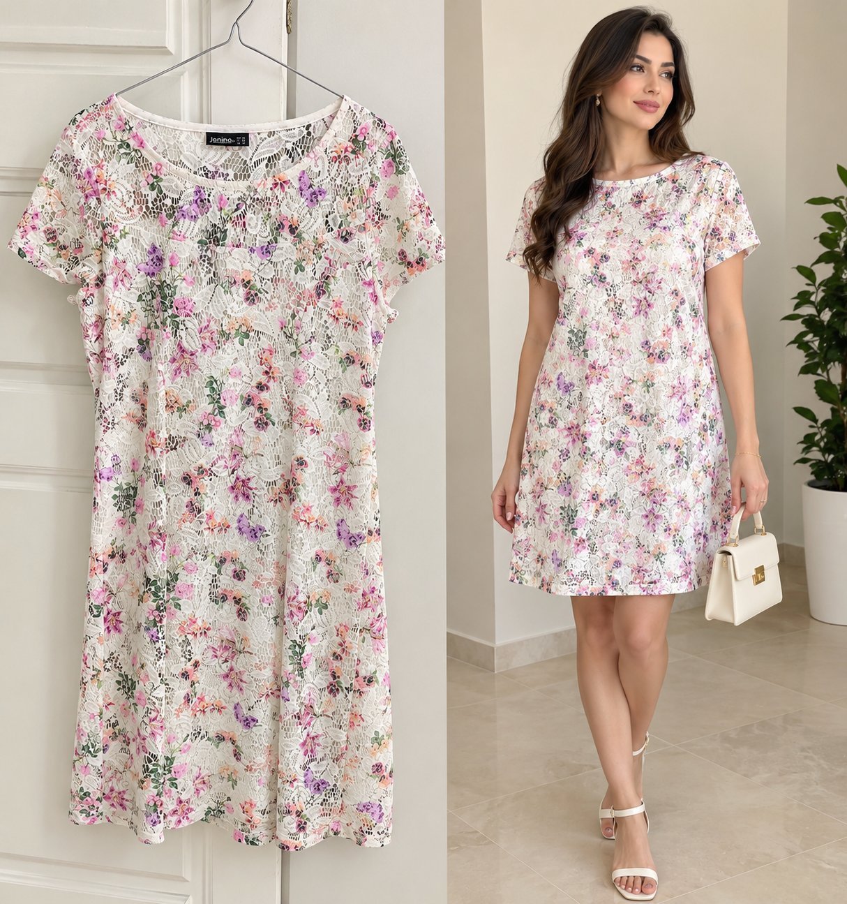 Robe blanche fleurie très élégante 