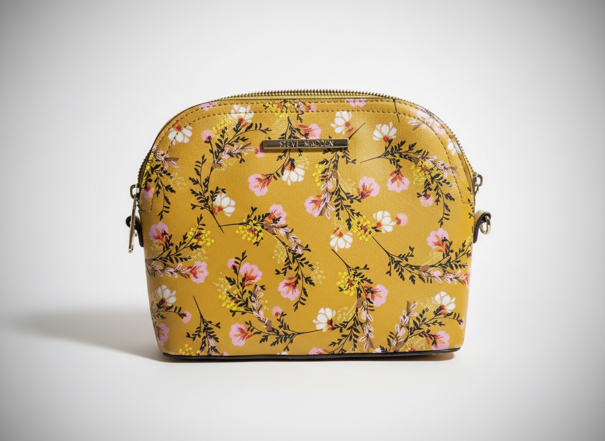 STEVE MADEN Sac bandouliere jaune floral + details dorés 