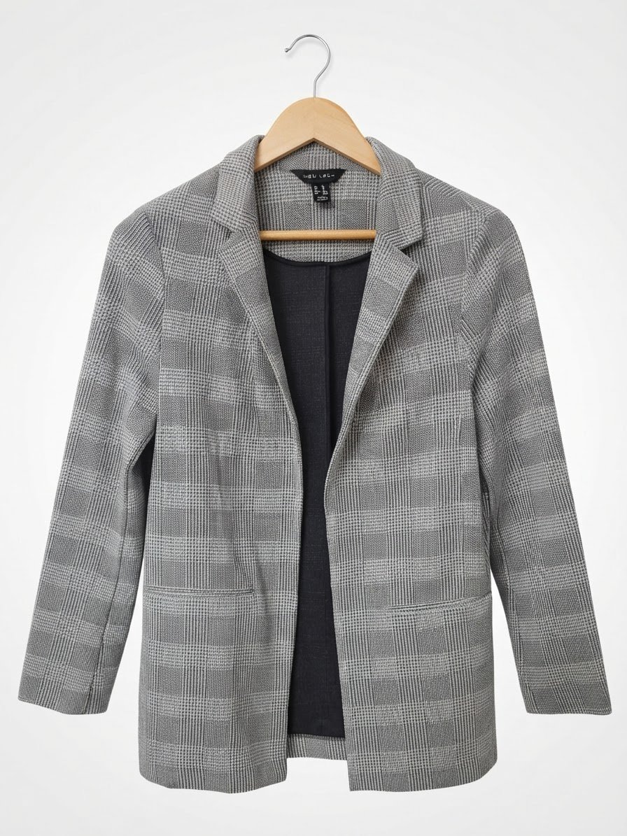 Blazer blanc et noir à carreau