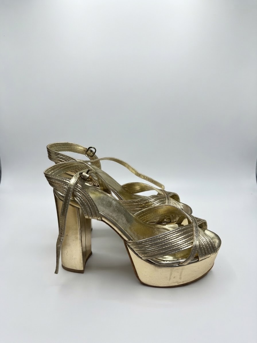 Talons Block Heel Doré