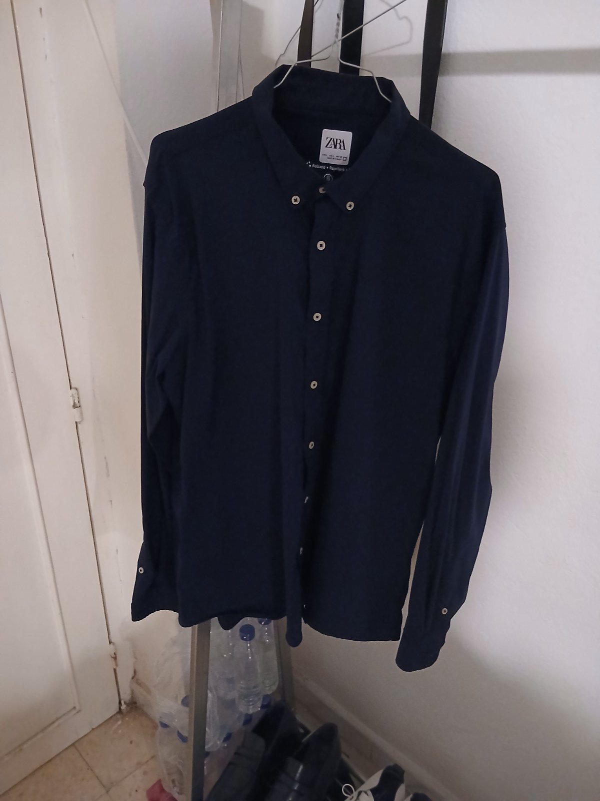 Chemise zara taille L bleu metal 