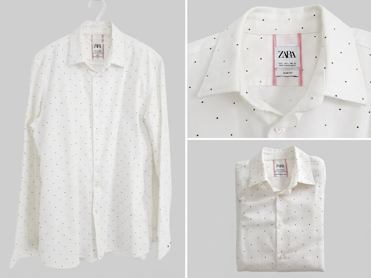 Chemise Homme Slim Fit Blanche à Motifs Zara – Taille L