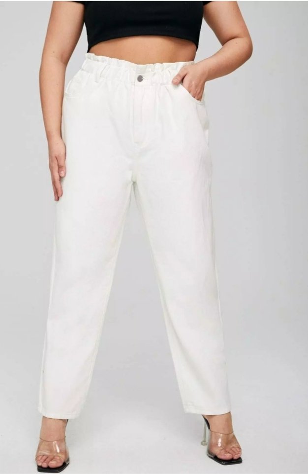 Jeans Zara Slouchy blanc taille Haute 