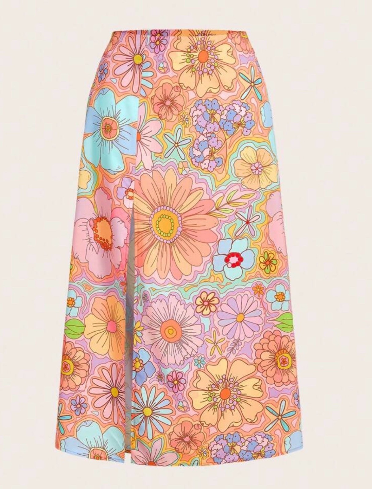 Jupe fleurie taille L avec fente 
