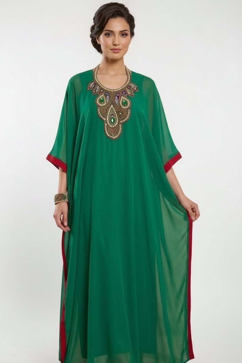 Caftan vert et rouge