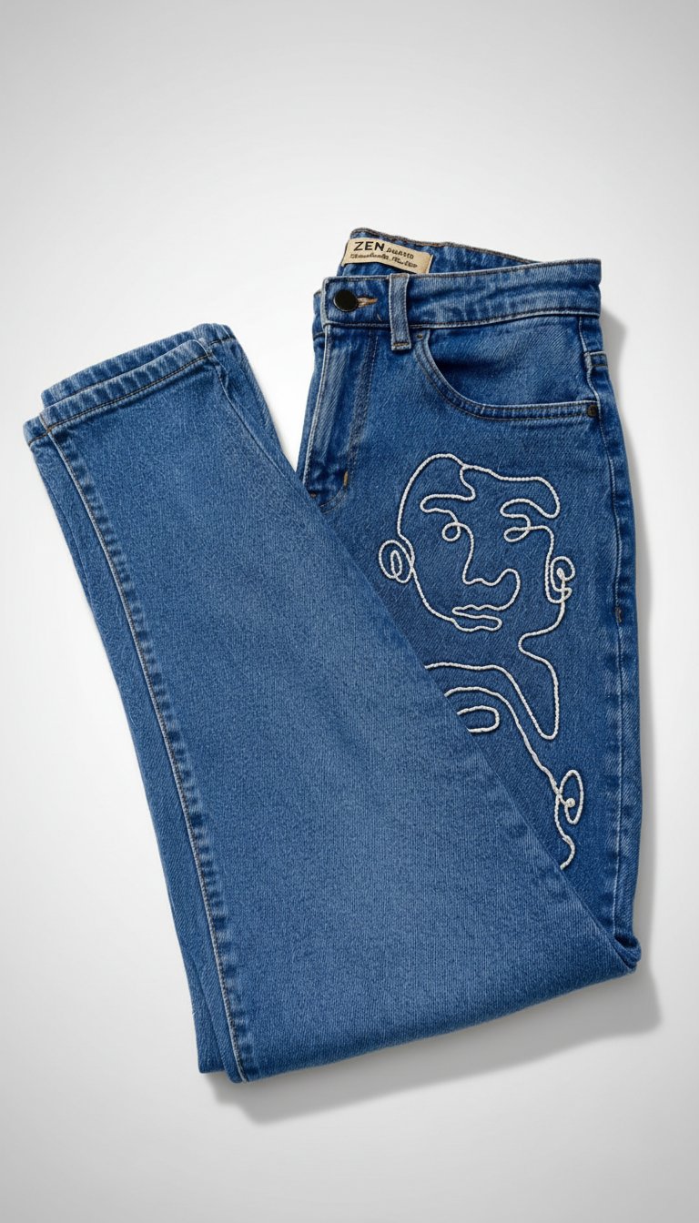 Jean bleu à coupe droite 