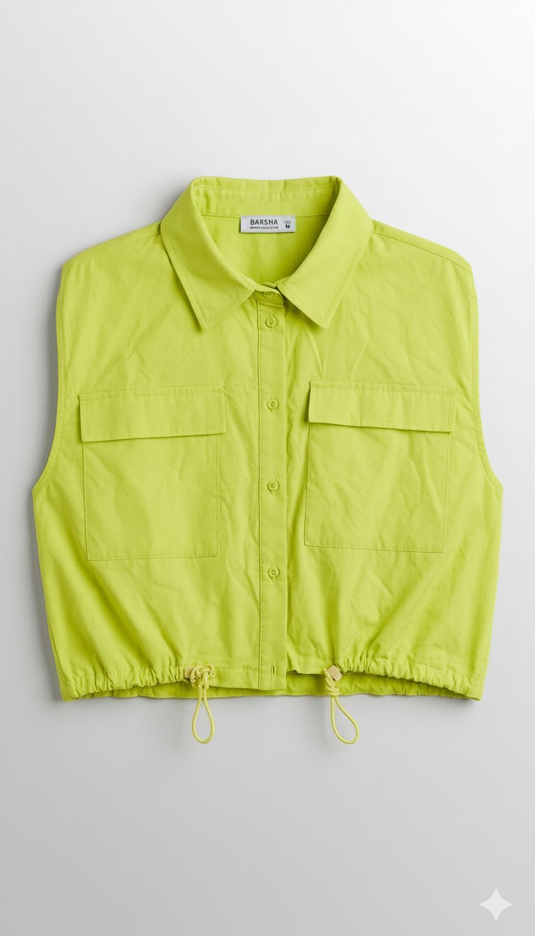 Chemise crop sans manches à poches cargo 