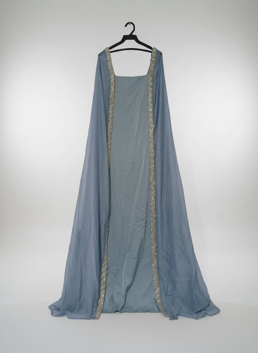 Robe soirées haute couture de couleur bleu pastel