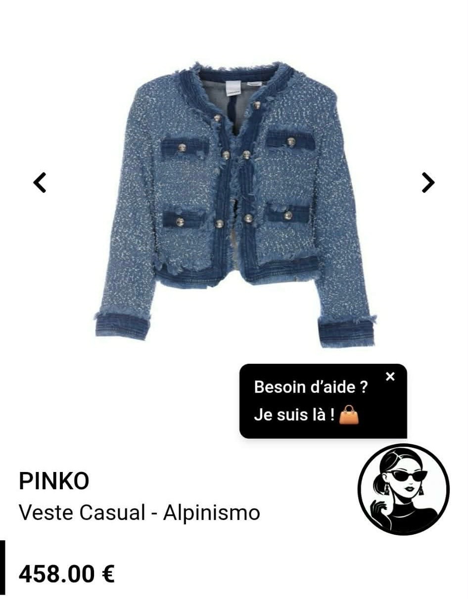 Pinko denim trimmed bouclé jacket in blue