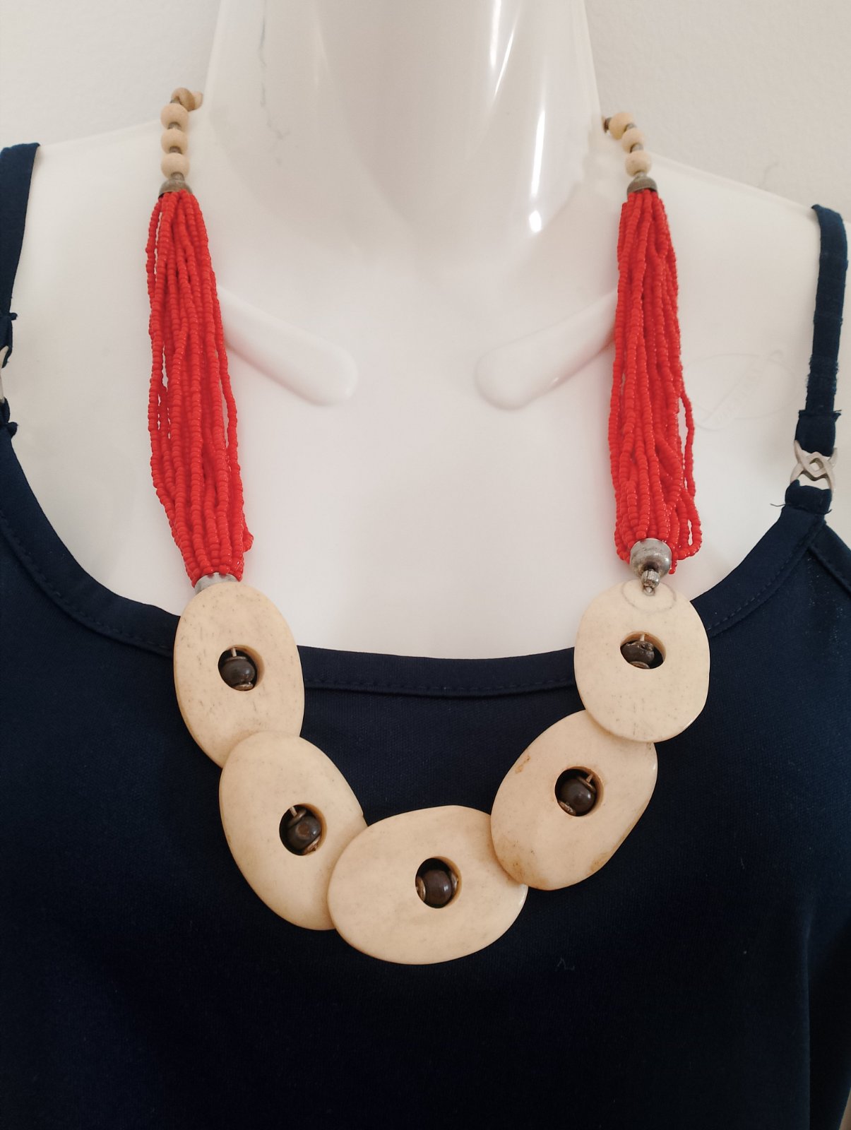 Collier os de chameau w corail 