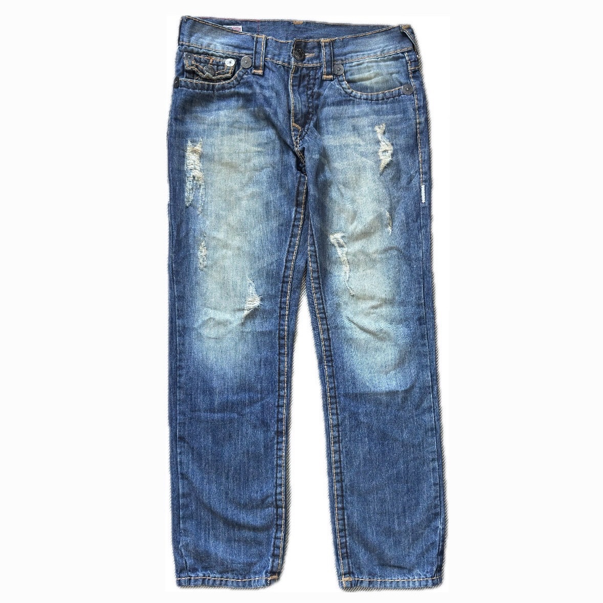 True Religion Distressed Blue Denim Jeans