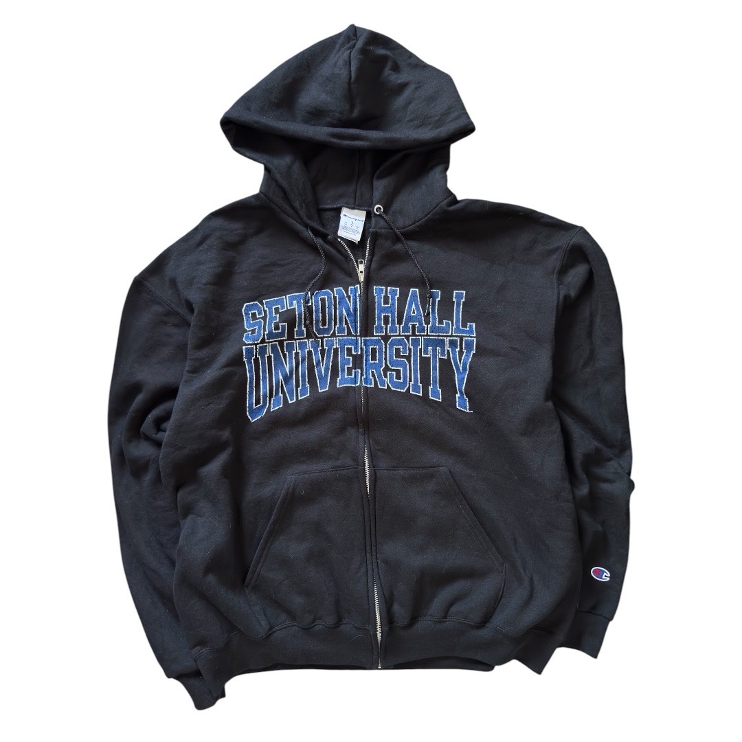 Champion Seton Hall University full-zip hooded sweatshirt. 