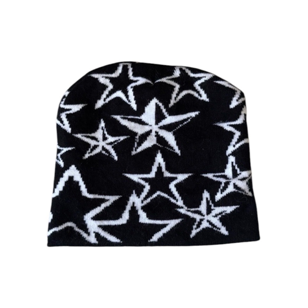 Y2K Star Beanie (black+white)