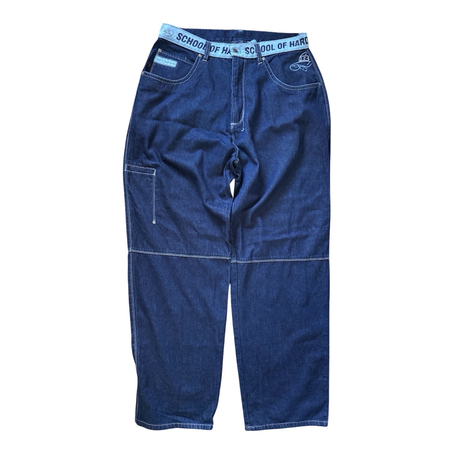 Vintage Hip Hop Baggy Wide Leg Denim Jeans - "School of Hard Knocks"