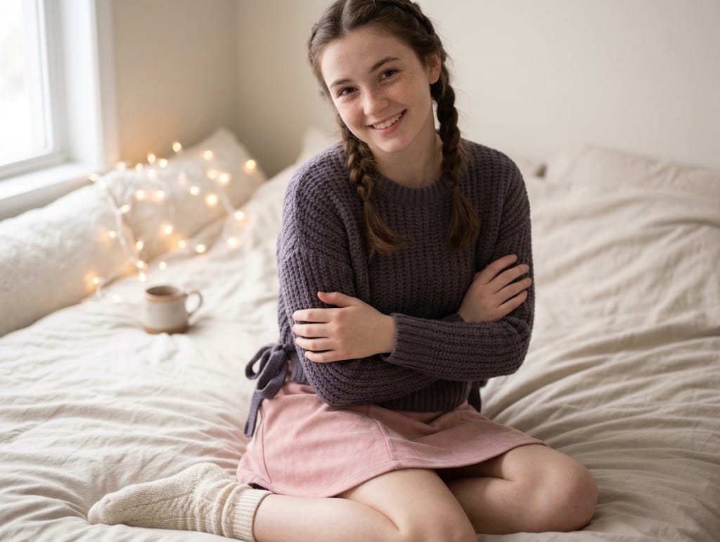 Side-tie cable-knit sweater🩶