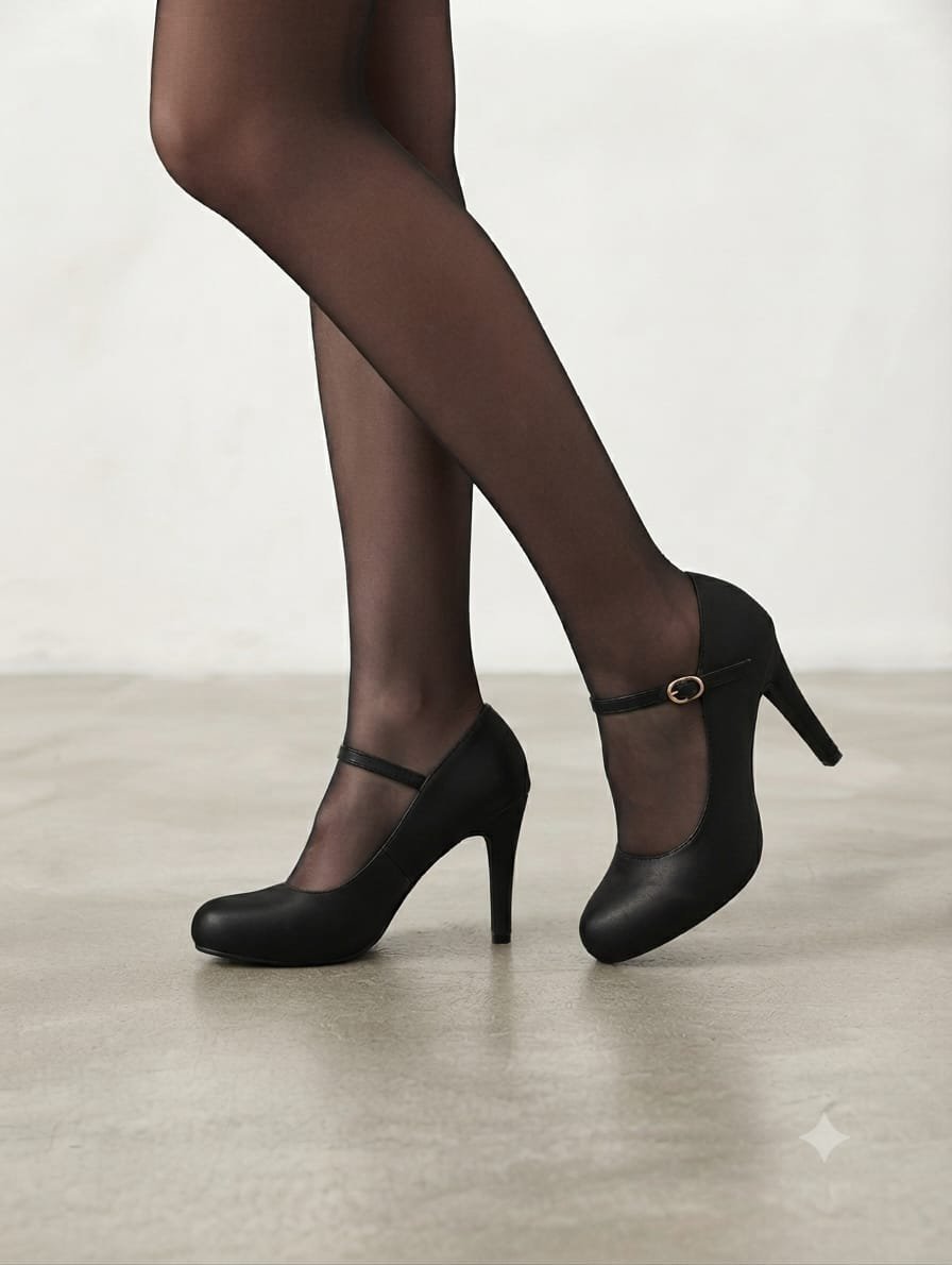 Tulipano Matte Black Mary Jane High-Heel Pump