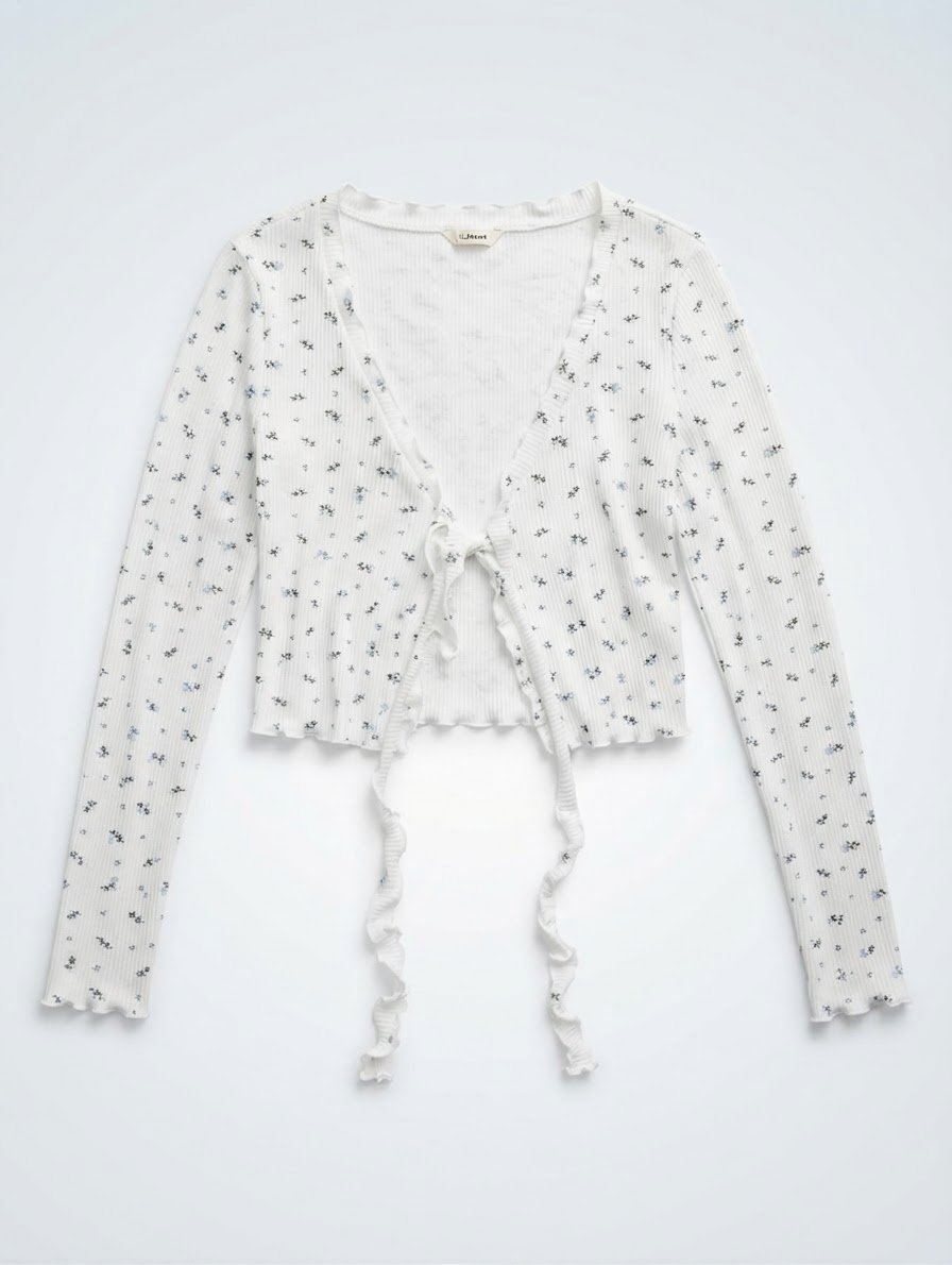 Aéropostale Floral Print Ribbed Wrap Top