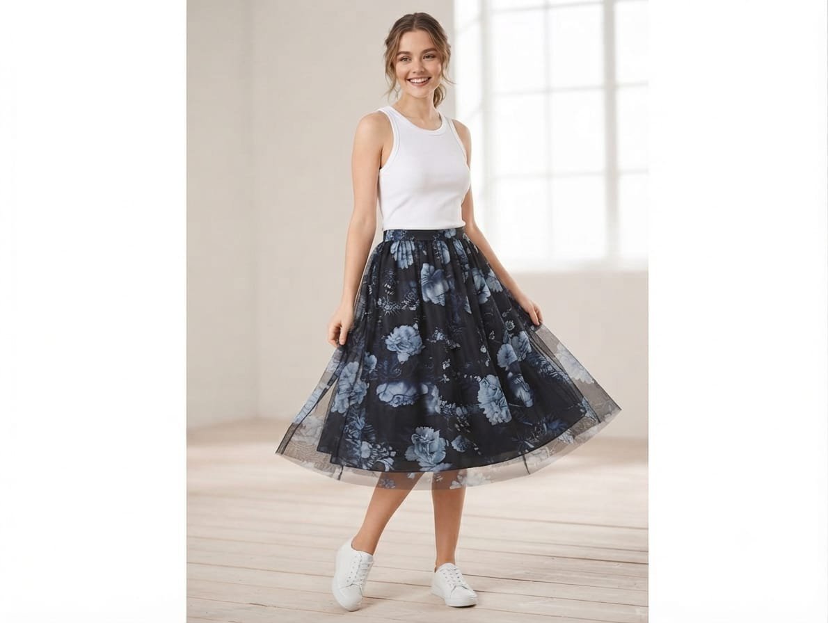 Esprit Floral Tulle Midi Skirt🦋🦋🦋 