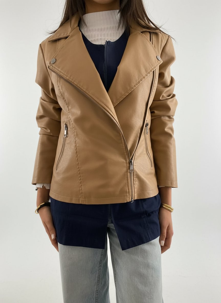 Veste cuire caramel