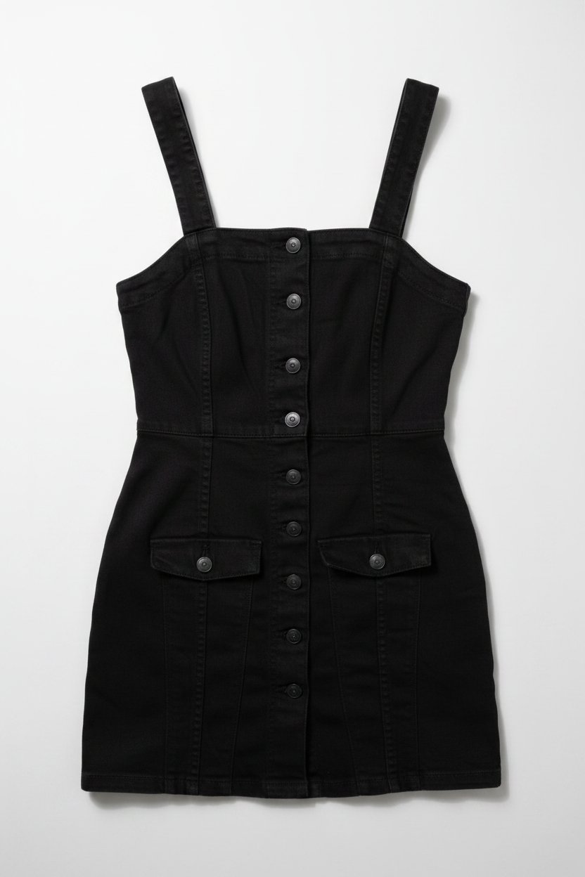 Black denim mini dress 