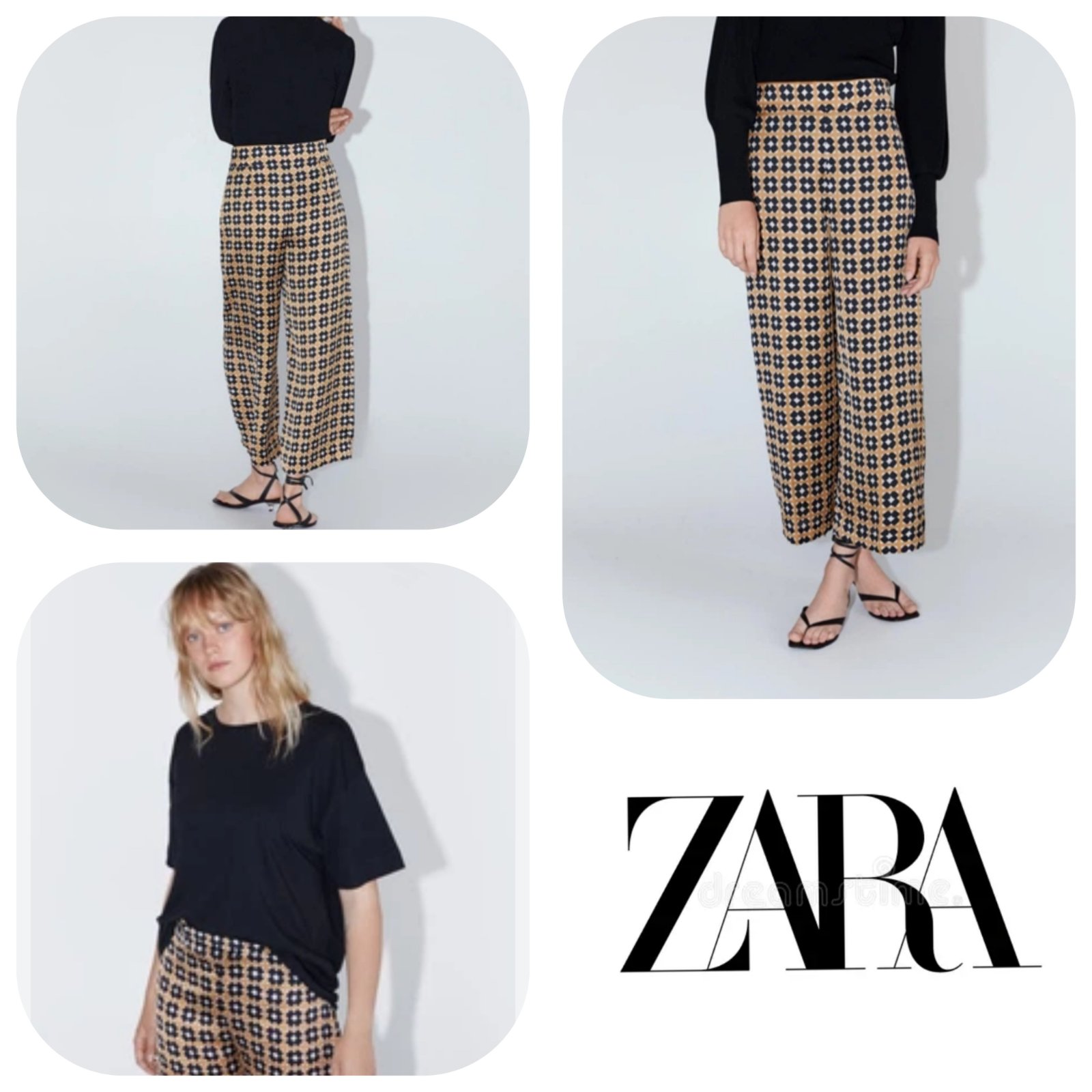 Pantalon zara large comme Neuf 🖤🤍💛