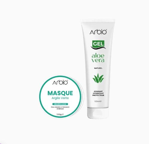 Pack anti-acnés : Gel aloe vera&Masque argile verte