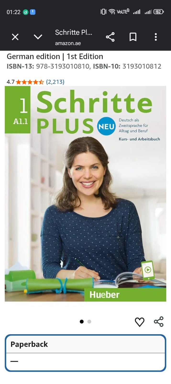 Livre d'allemand 🇩🇪authentique Schritte plus neu 1.1 